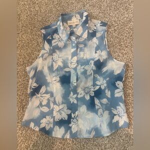 Jones NY Blue and White Floral Blouse